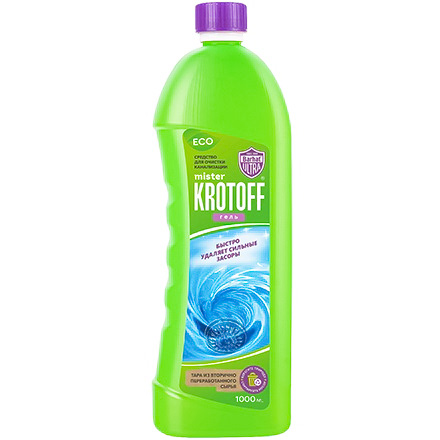 Средство от засоров 1 литр  "Бархат" "Мистер КРОТОФФ"