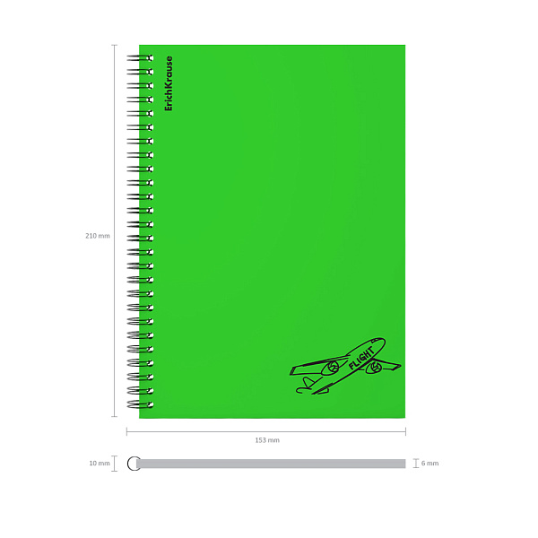 Тетрадь 80 листов в клетку пластиковая обложка на спирали ErichKrause Motion, зеленый, A5, 