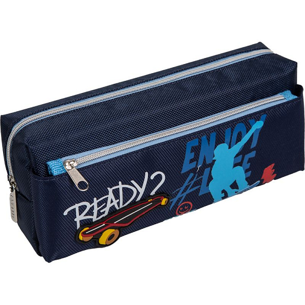 Пенал "deVENTE. Ready to Skate" 21x9x6 см, прямоуг.для 60 пр.матовая иск.кожа с дизайном, на молнии