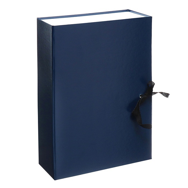 Короб архивный А4, 100мм, INDEX разборный, бумвинил, на 2-х завязках, синий