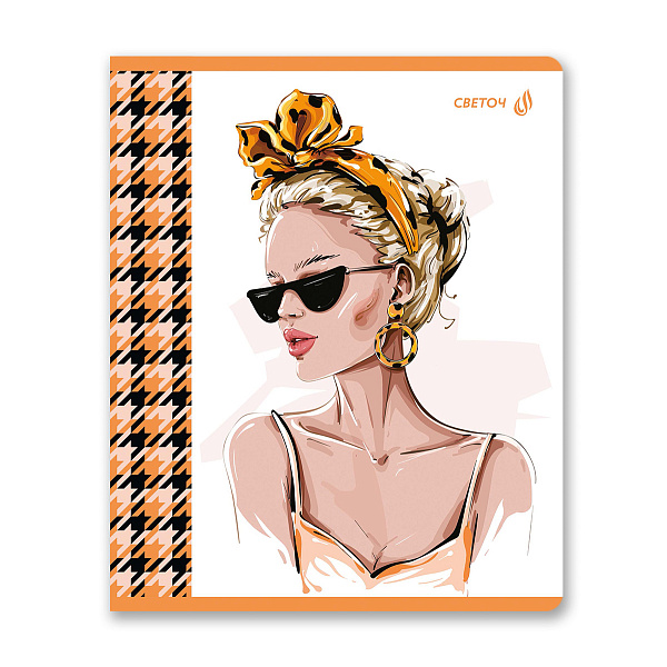 Тетрадь 96 л. кл. "Абрикосовый краш" матовая ламинация, A5 на скобе 65 г/кв.м , белизна 100%. 01005 "Светоч"