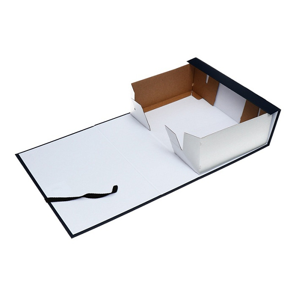 Короб архивный А4, 100мм, INDEX разборный, бумвинил, на 2-х завязках, синий