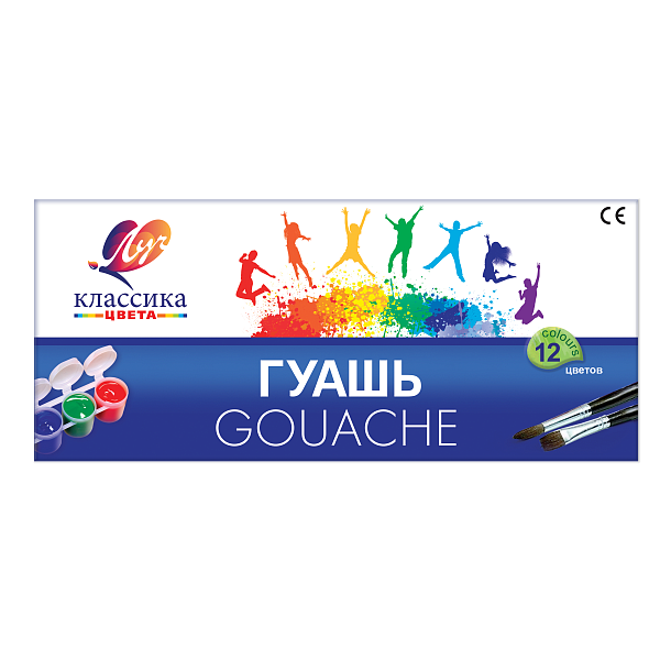 Гуашь 12 цветов по 20 мл. "Классика'' блок-тара
