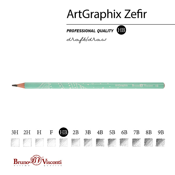 КАРАНДАШ ЧЕРНОГРАФИТОВЫЙ "ArtGraphix. Zefir. Ракушка" НВ (пластиковый корпус) (10129060/020919/0023498,КИТАЙ)