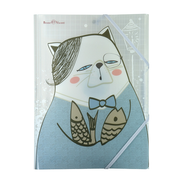 Папка на резинке А4 "КОТЫ В ЯПОНСКОМ СТИЛЕ",  4 ВИДА 