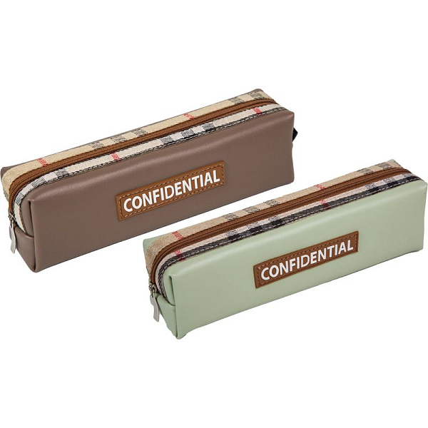 Пенал "deVENTE. Confidential" 21x6x4,5 см, прямоугольный для 30 пр. плотная ткань twill, на молнии, 