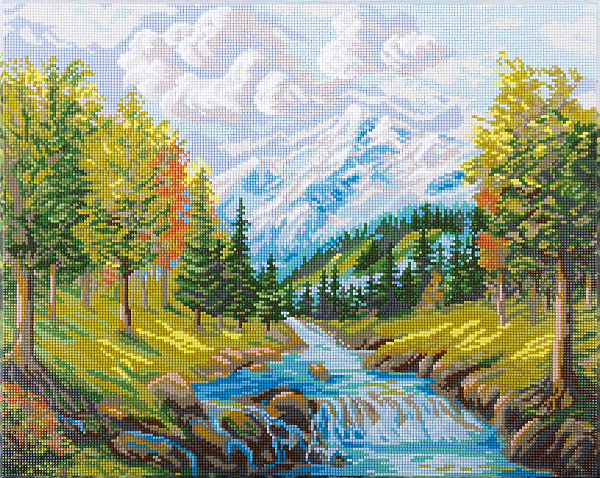 Алмазная мозаика 50*40 "ФРЕЯ" на подрамнике "Горный ручей"