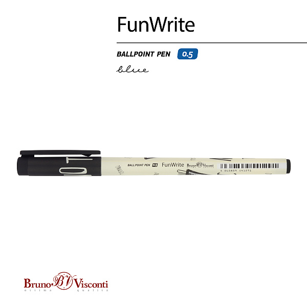 Ручка шариковая 0,5 мм "FunWrite. Музыка. Клавишные" СИНЯЯ