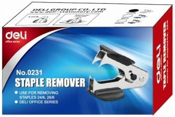 Антистеплер Deli  24/6 26/6 ассорти металл/пластик коробка