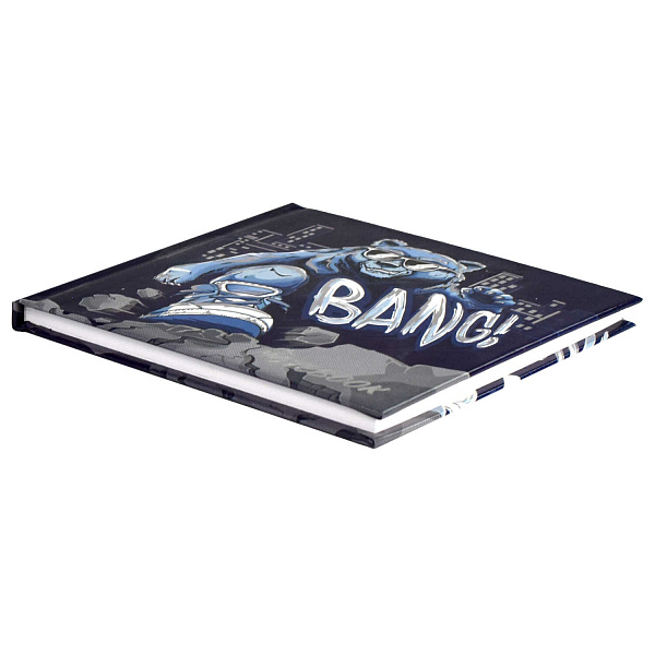 Блокнот 105*105 48 л. в точку "Notebook" "КРУТОЙ ГРИЗЛИ" /Блок - белый офсет 65 г/м², тв. переплёт, тиснение фольгой, глянцевая ламинация/
