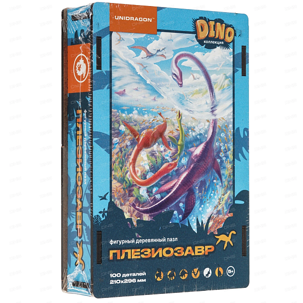 Пазл деревянный 100 эл. "Dino Плезиозавр" UNIDRAGON