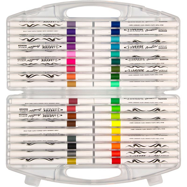 Набор маркеров акриловых "deVENTE. HOBBY CREATIVE. Classic&Pastel" 36 цв. круглый корпус, пулевидный наконечник, ширина линии 2 мм, в пластиковой коробке