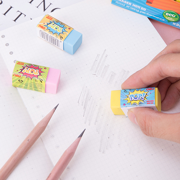 Ластик Deli  POP 35×15×15 мм ассорти