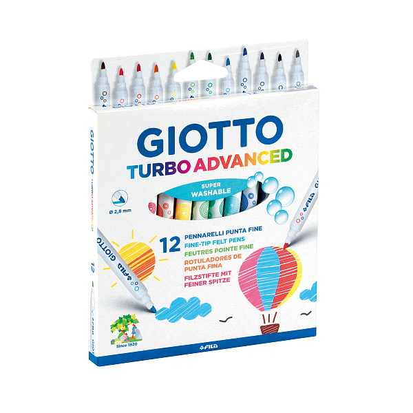 "Giotto" TURBO  ADVANSED Фломастеры суперсмываемые 12 цв