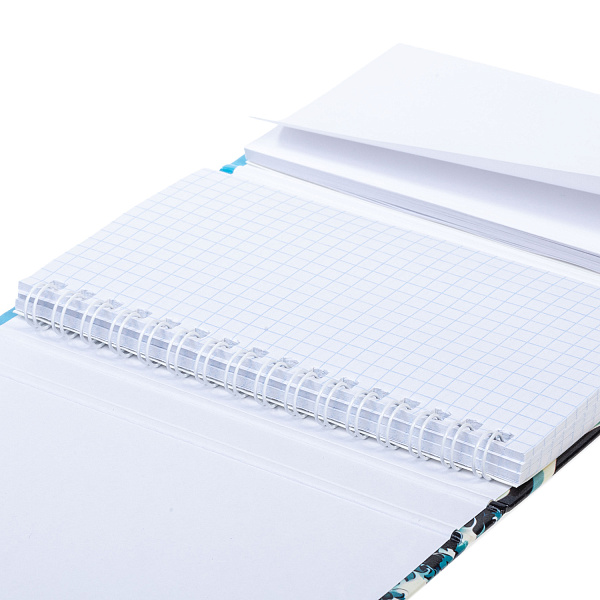 Записная книжка А6 80-50 л. на гребне "Большая волна" с твердой обложкой с клапаном на резинке в индив.упак.