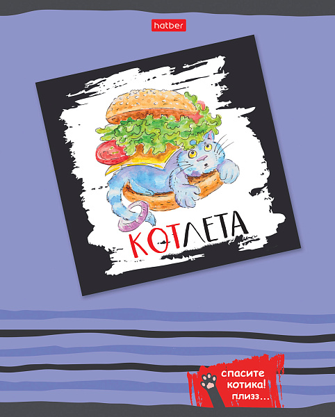 Тетрадь 48 л. кл. "Спасите котика" 5 диз.в блоке скругл.углы 