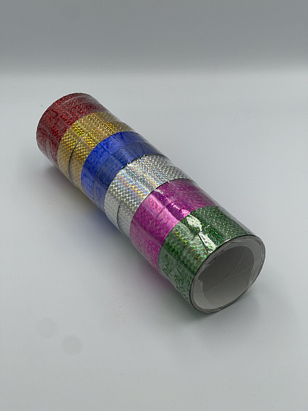 Клейкая лента голографическая 24мм*10м МИКС (спайка 12 штук) цена за 1 штуку 