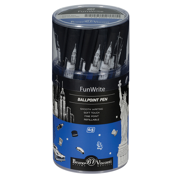 Ручка шариковая 0,5 мм "FunWrite. Романтическое путешествие. Нью-Йорк" СИНЯЯ