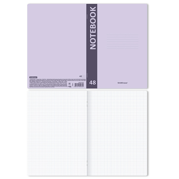 Тетрадь А4 48 л. кл. Пластиковая обложка ErichKrause CoverProBook Pastel, сиреневый, на скобе 