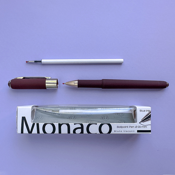 НАБОР: РУЧКА "MONACO" ШАРИКОВАЯ 0.5 ММ, СИНЯЯ (коричневый корпус) С ДОПОЛНИТЕЛЬНЫМ СТЕРЖНЕМ 