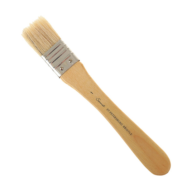 Кисть щетина флейц №1 (26 мм) "Сонет", короткая лакированная ручка 