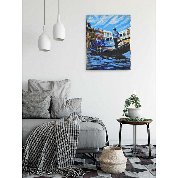 Алмазная мозаика 40*50 см "РОМАНТИКА ВЕНЕЦИИ" (24 цветов страз, холст на подрамнике с напечатенной картиной, покрытый клеевым слоем и защитной пленкой, пак