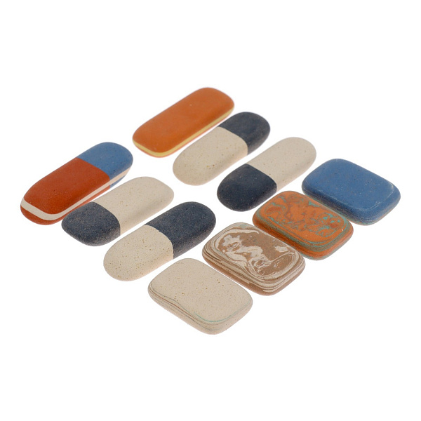 Набор ластиков 9 штук 50гр 6510 57*20*8мм, для графита и чернил, овальные, микс