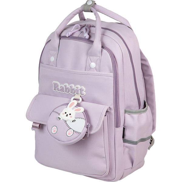 Рюкзак "deVENTE. Rabbit" подростковый 39x27x17 см (15 л) вес 500 г, высококачественный нейлон, двойные ручки, уплотненная спинка и уплотненные лямки, 2 отделения на молнии, 1 передний карман на молнии, 1 передний карман на липучке, кошелек на молнии,
