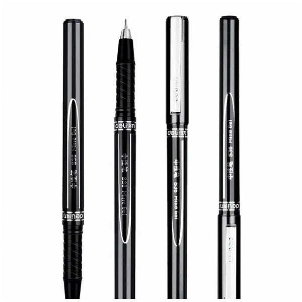 Ручка гелевая 0,5 мм Deli, ЧЕРНАЯ, черный корпус (линия 0,35мм)