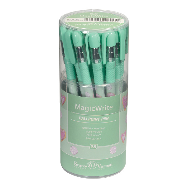 Ручка шариковая 0,5 мм "MagicWrite. Сладкое настроение. Сердечки" СИНЯЯ