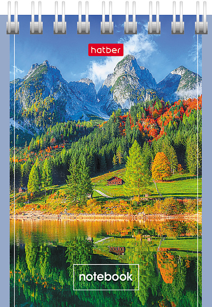 Блокнот А7 40 листов в клетку на гребне, "Великолепные пейзажи", обложка мелованный картон, 60 г/м2