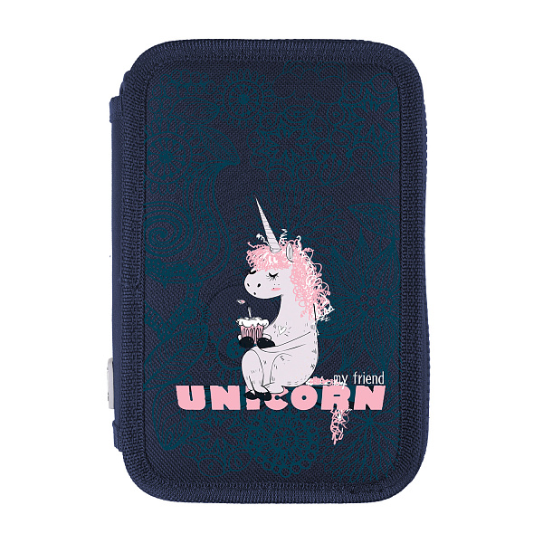 Пенал 2секц. 200*130 "UNICORN" синий
