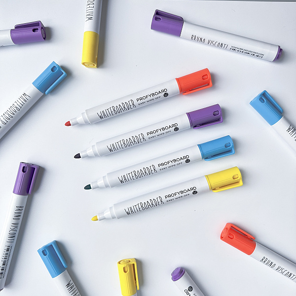 Набор маркеров д/досок 4 шт. "PROFYBOARD", ЖЕЛТЫЙ/ГОЛУБОЙ/ОРАНЖЕВЫЙ/ФИОЛЕТОВЫЙ 