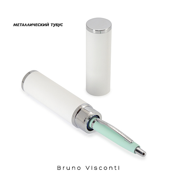 РУЧКА "SAN REMO" В ТУБУСЕ КРУГЛОЙ ФОРМЫ 1,0 ММ, СИНЯЯ  (корпус мятный, футляр белый) (10129060/020919/0023498,КИТАЙ)