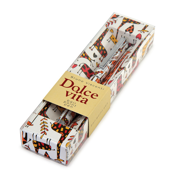 Ручка шарик. 0,7 мм "DOLCE VITA. Жирафы" метал. кор. синяя