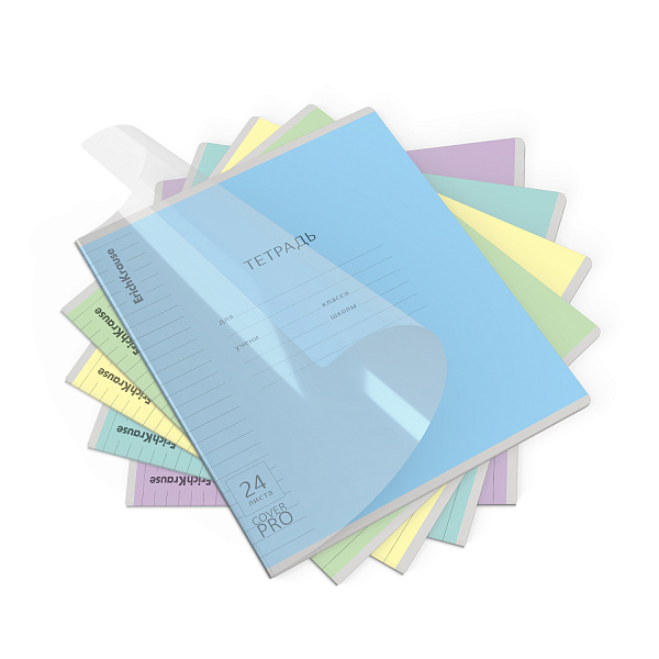 Тетрадь 24 л. лин. пластиковая обложка ErichKrause Классика CoverPrо glossy, А5+, на скобе MIX-PACK