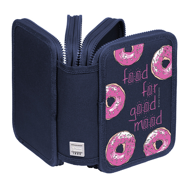 Пенал 3секц. д/дев. 200*130 "СЛАДКОЕ НАСТРОЕНИЕ.ДОНАТ" синий