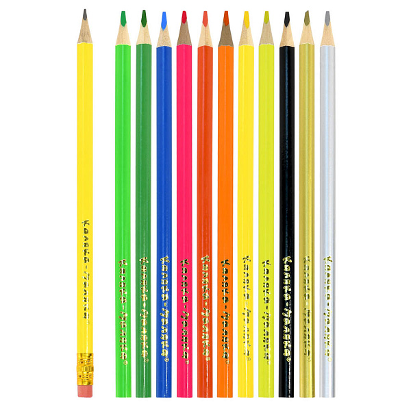 Карандаши 12 цв. "Каляка-Маляка" Супер цвета, деревян., трехгран., карт.уп.