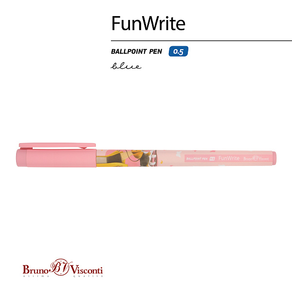 Ручка шариковая 0,5 мм "FunWrite. Городская прогулка. Бигль" СИНЯЯ 