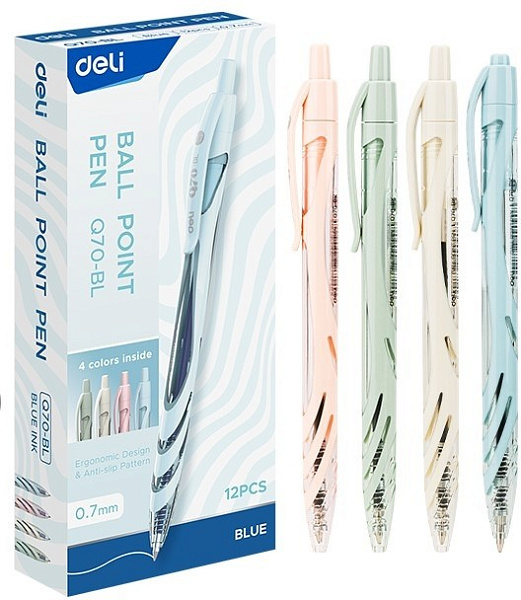 Ручка шариковая автомат. 0,7 мм Deli, СИНЯЯ 