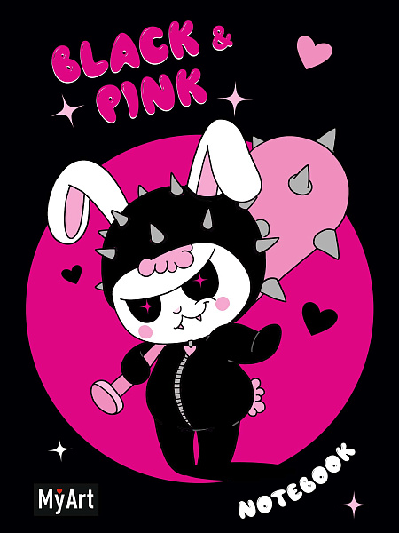 Блокнот 135*200 40 л. лин. MyArt. Black & Pink. НеЗая
