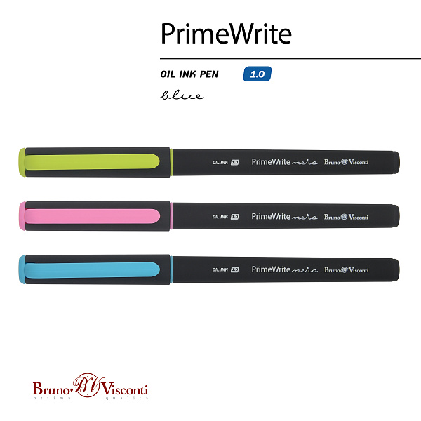 Ручка шариковая 1,0 мм "PrimeWrite. Basic. Nero" масло, синяя