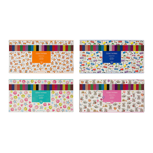 ПЛАСТИЛИН ВОСКОВОЙ "Happycolor", 24 ЦВ., 500 Г. В КОРОБКЕ-ПЕНАЛЕ С РАЗДЕЛИТЕЛЕМ