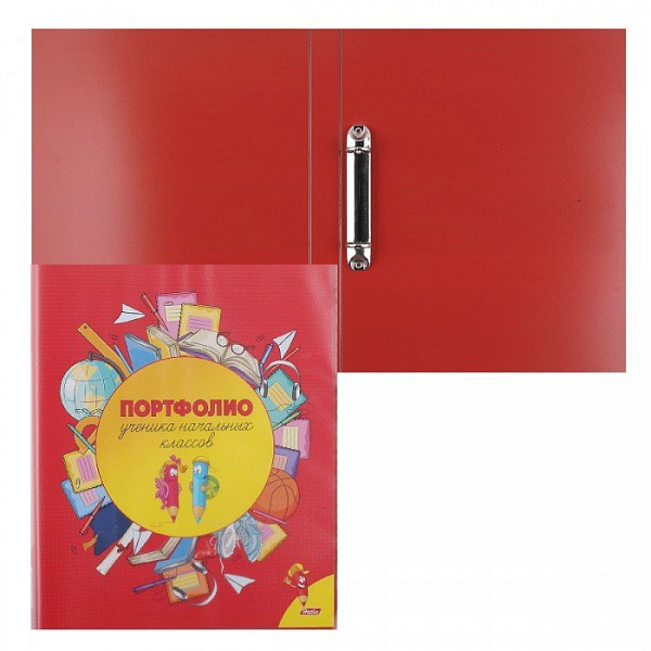 2AB4_12645 Папка Пластиковая Hatber на 2-х кольцах А4ф 0,7мм корешок 25 мм - Портфолио для ученика начальных классов -