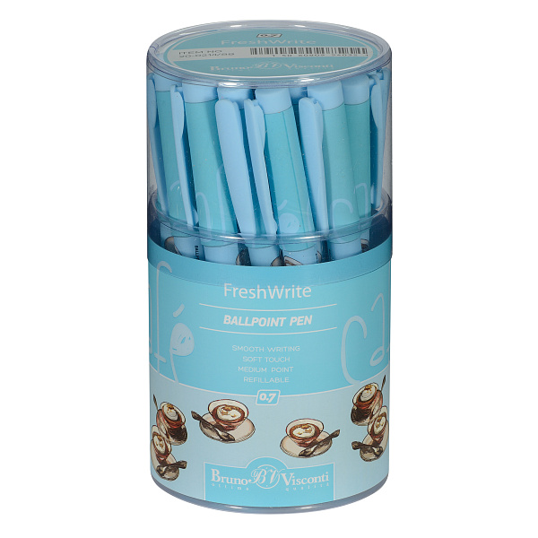 Ручка шариковая 0,5 мм "FreshWrite. Кофемания. Тирамису" СИНЯЯ