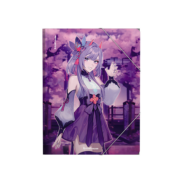 Папка на резинке А4 ErichKrause Manga (Lilac), пластиковая  (в пакете по 4 шт.)