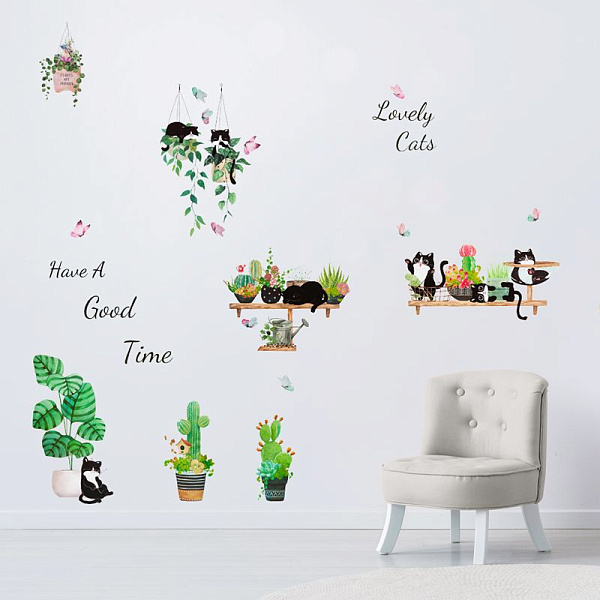 Интерьерная наклейка "deVENTE. Funny kitten" 60x90 см, ПВХ, в пластиковом пакете
