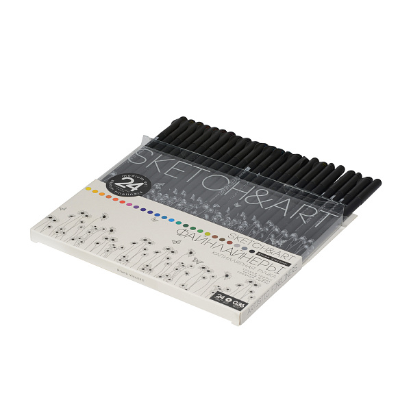 Набор скетч линеров 0.36мм 24 цв. SKETCH&ART. BLACK EDITION