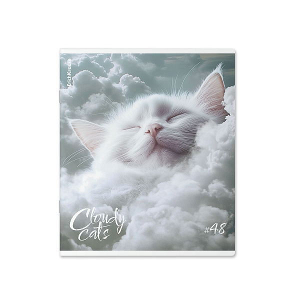 Тетрадь 48 листов в клетку "Cloudy Cats", матовая ламинация  ErichKrause  _MIX-PACK