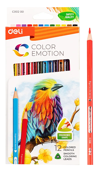 Карандаши 12 цв. Deli  Color Emotion трехгран. липа коробка/европод